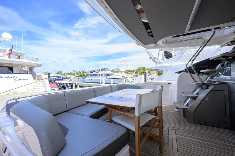 Rockon Yacht Photos Pics Princess S60 RockOn - Aft Deck, Seating and Table