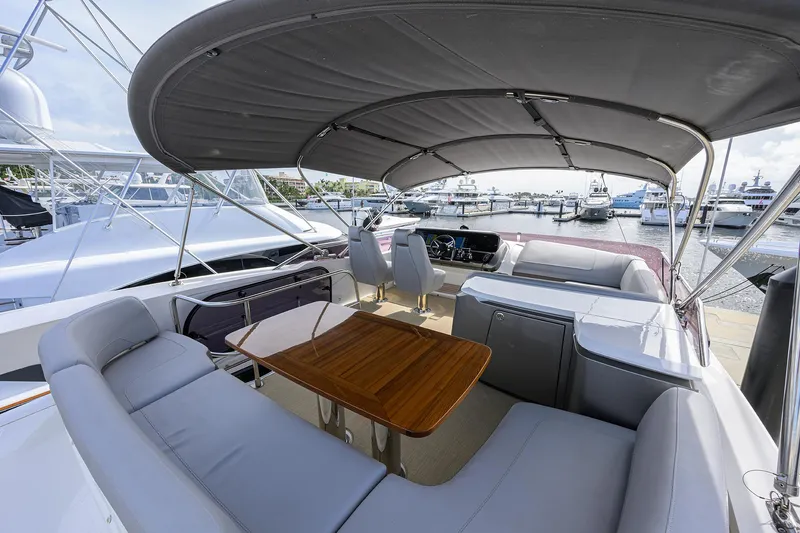 Rockon Yacht Photos Pics Princess S60 RockOn - Bridge Deck, Seating and Table