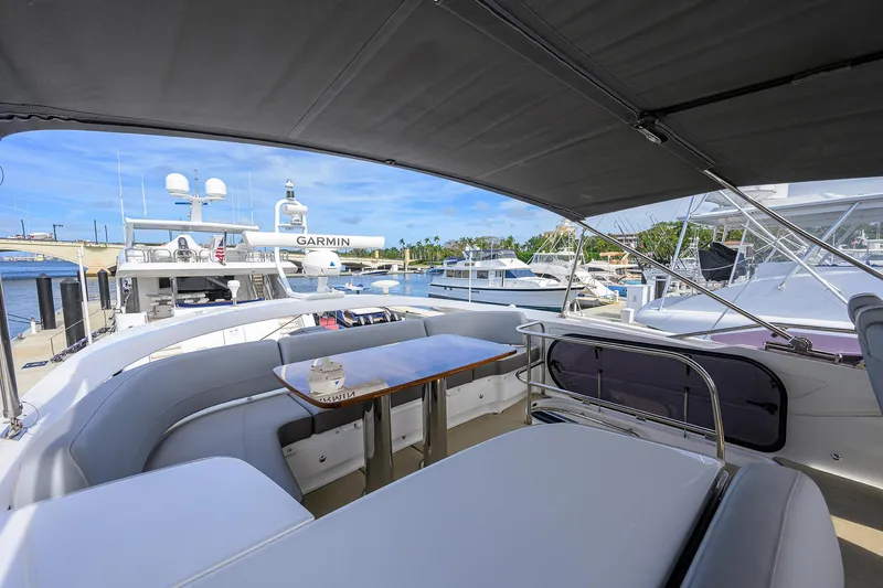 Rockon Yacht Photos Pics Princess S60 RockOn - Bridge Deck, Seating and Table