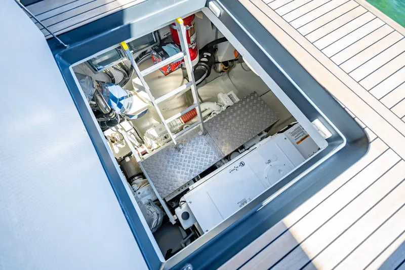 Skip The Wait - Trade Ins Considered Yacht Photos Pics Engine room of 2026 Sunreef 60 Power yacht with visible machinery and equipment.
