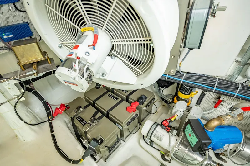 Skip The Wait - Trade Ins Considered Yacht Photos Pics Engine room of 2026 Sunreef 60 Power yacht, showcasing mechanical components and wiring.