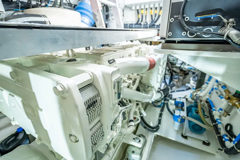 Skip The Wait - Trade Ins Considered Yacht Photos Pics Engine room of 2026 Sunreef 60 Power yacht, showcasing intricate machinery and components.