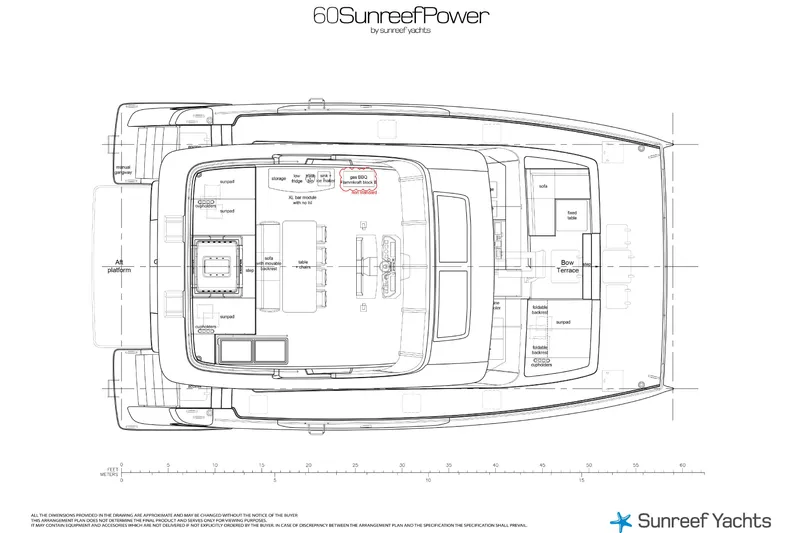 Skip The Wait - Trade Ins Considered Yacht Photos Pics Blueprint of 2026 Sunreef 60 Power yacht, showcasing layout and design features.