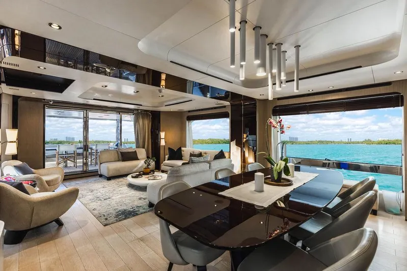Majestic Moments Yacht Photos Pics Luxurious interior of 2019 Azimut Grande 27 METRI yacht with ocean view.