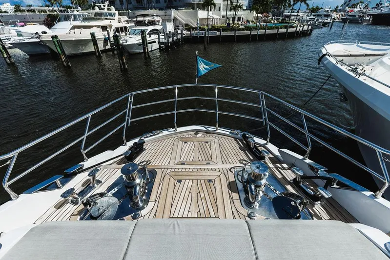 Majestic Moments Yacht Photos Pics Azimut Grande 27 METRI 2019 yacht deck with marina view.