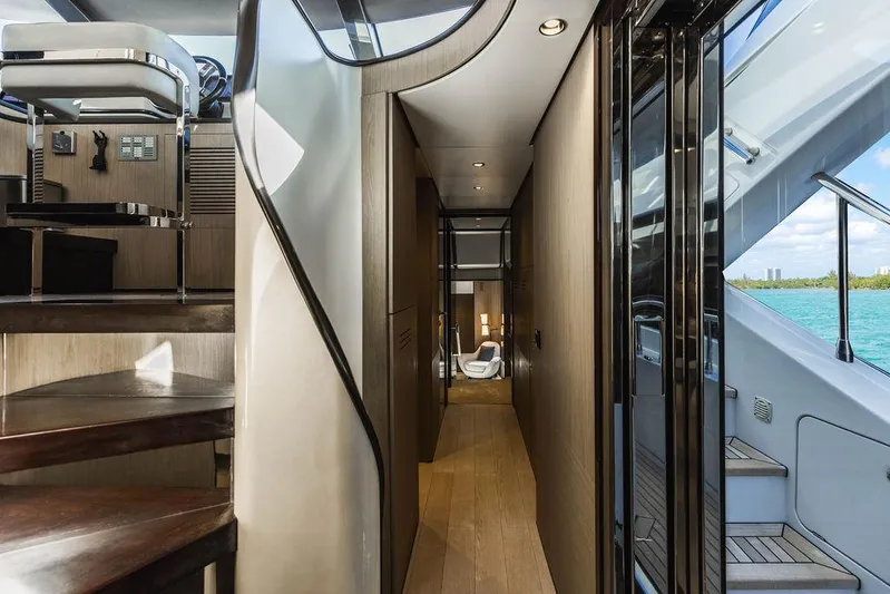 Majestic Moments Yacht Photos Pics Luxurious interior of 2019 Azimut Grande 27 METRI yacht with modern design and elegant staircase.