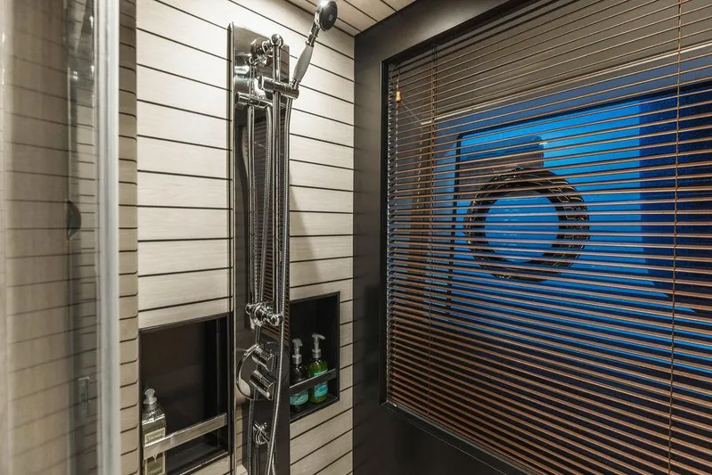 Majestic Moments Yacht Photos Pics Luxurious bathroom in 2019 Azimut Grande 27 METRI yacht with modern shower design.