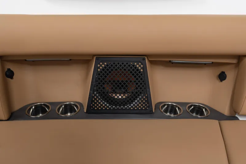  Yacht Photos Pics 2024 Aviara AV40 I/O boat interior with cup holders and speaker system.