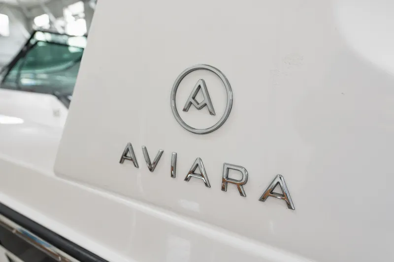  Yacht Photos Pics 2024 Aviara AV40 I/O boat logo on white surface.