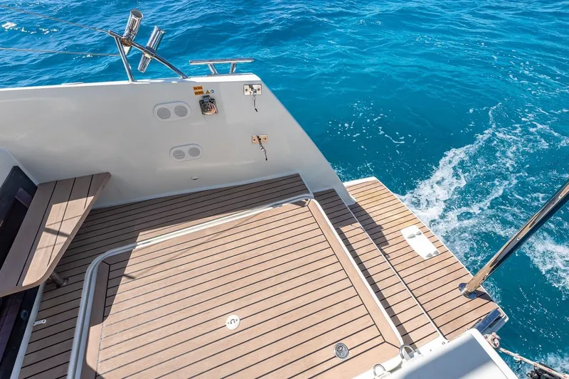 Happy Here Yacht Photos Pics 2020 Fountaine Pajot Saona 47 yacht deck with ocean view.