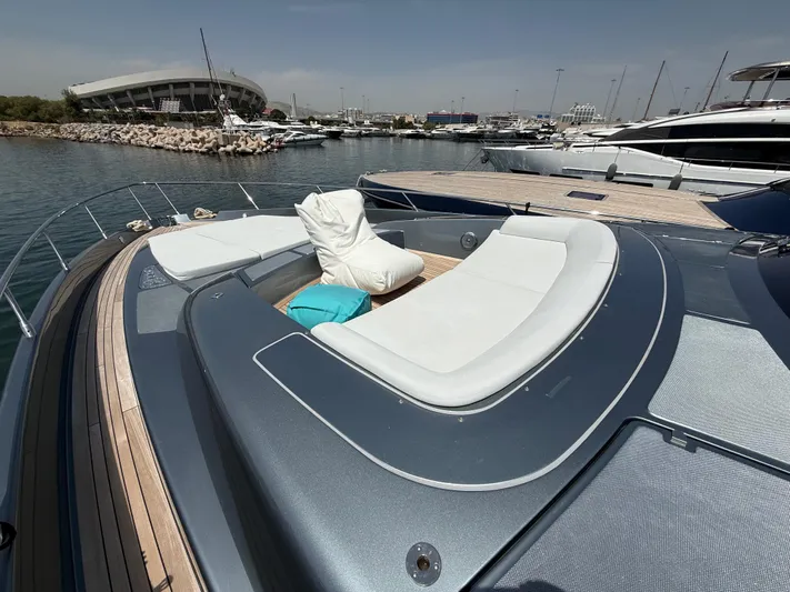  Yacht Photos Pics Luxurious 2022 Riva 76' Perseo Super yacht with elegant deck seating.