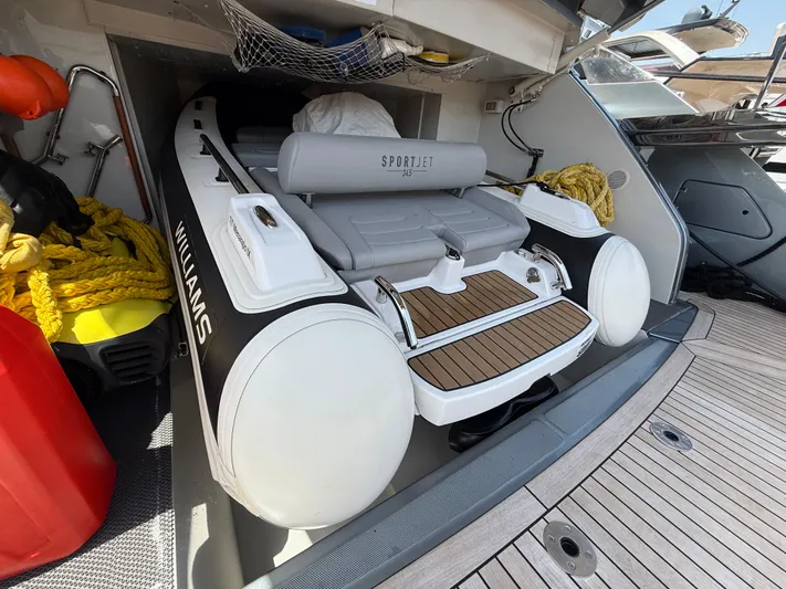  Yacht Photos Pics Inflatable boat stored on a 2022 Riva 76' Perseo Super yacht deck.