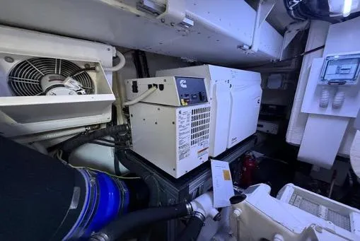  Yacht Photos Pics Engine room of 2022 Riva 76' Perseo Super yacht with generator and ventilation system.