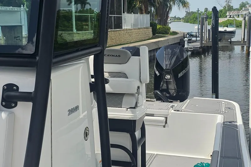  Yacht Photos Pics 2023 Caymas 28 HB Twin boat docked with Mercury engines.