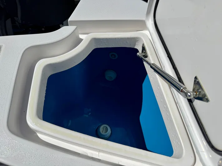  Yacht Photos Pics Open storage compartment on 2021 Intrepid 409 Valor boat.