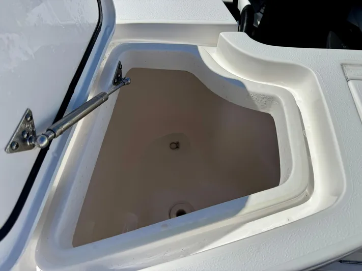  Yacht Photos Pics Open storage compartment on 2021 Intrepid 409 Valor boat.
