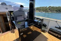 2020 Fjord 40 Open yacht interior with sleek design and scenic water view.