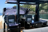 2020 Fjord 40 Open yacht interior with sleek design and modern navigation equipment.