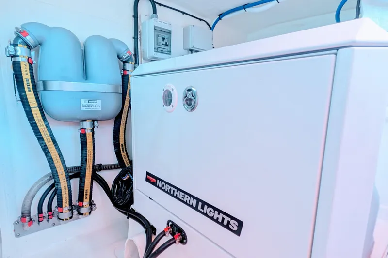 Momentum 42 Yacht Photos Pics Engine room of 2023 Leopard 42 yacht with Northern Lights generator and exhaust system.