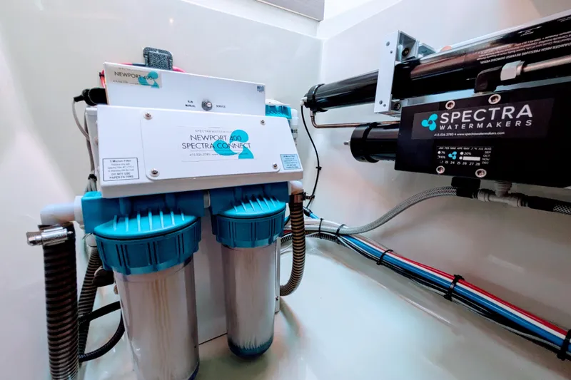 Momentum 42 Yacht Photos Pics Spectra Watermakers system in 2023 Leopard 42 yacht, featuring Newport 400 model.