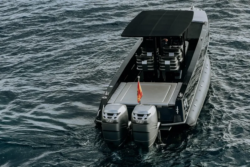 F11 Yacht Photos Pics FB Design Fabio Buzzi FB 38/19 S boat, 2008 model, on open water with dual engines.