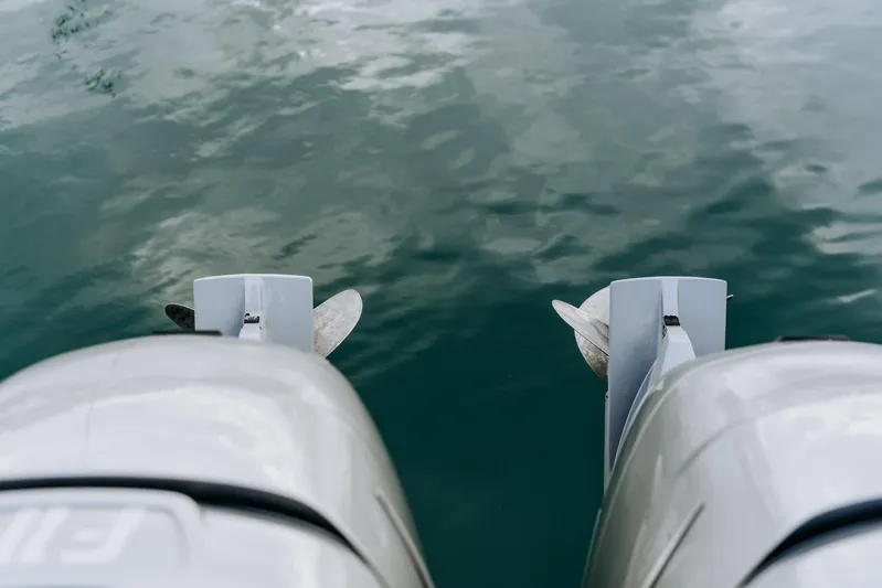 F11 Yacht Photos Pics Twin outboard motors on a 2008 FB Design Fabio Buzzi FB 38/19 S boat.