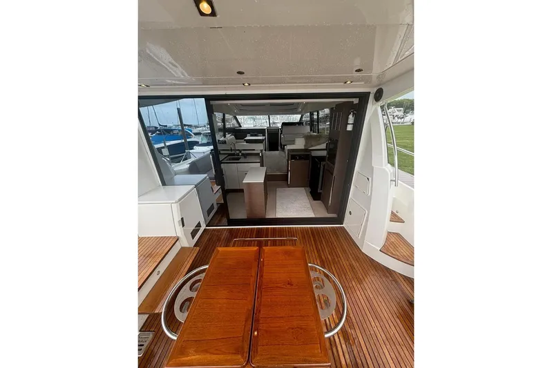 Improbable Yacht Photos Pics Luxurious 2019 Prestige 520 yacht interior with wooden deck and modern amenities.