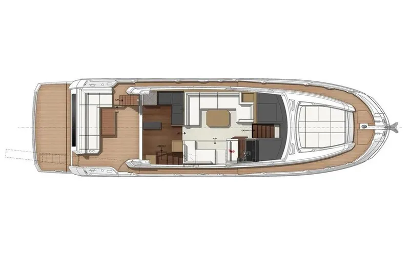 Improbable Yacht Photos Pics Floor plan of 2019 Prestige 520 yacht, showcasing interior layout and design.