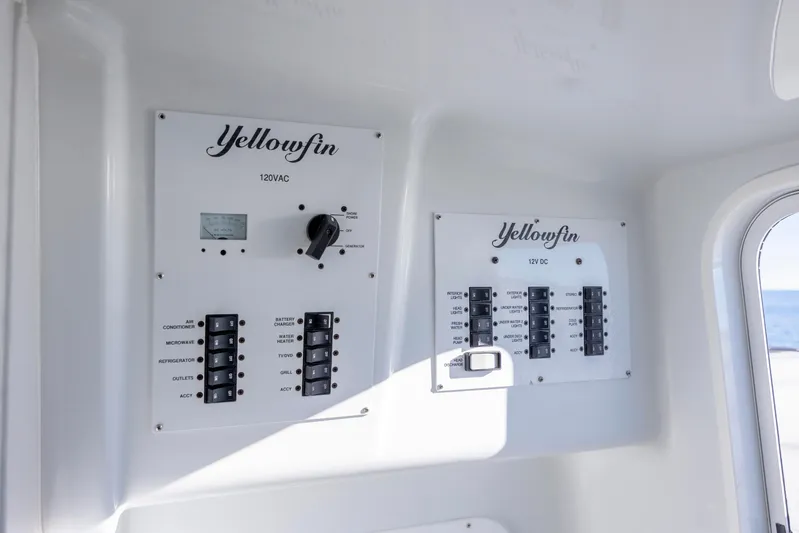  Yacht Photos Pics Electrical control panels on a 2017 Yellowfin 42 Offshore boat.