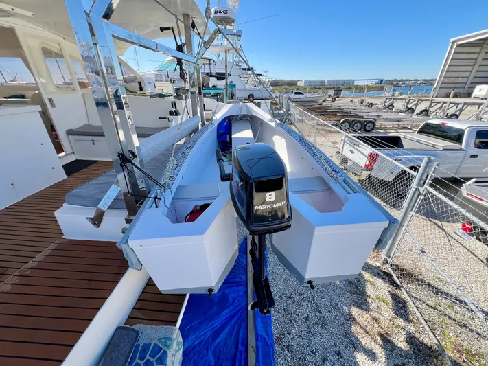 Windsurfer Yacht Photos Pics Custom Max Cruise 44SC 2022 boat with Mercury outboard motor, docked at marina.