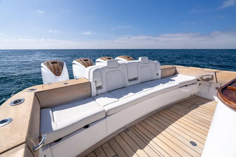  Yacht Photos Pics Luxury HCB 53 Sueños 2020 boat with spacious seating and ocean view.