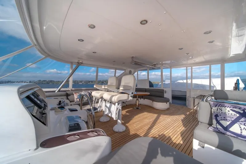 Wishlist Yacht Photos Pics Luxurious 2009 Horizon 73 yacht interior with elegant seating and panoramic views.