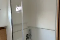 Modern shower in 2020 Pardo Yachts 43, featuring sleek design and chrome fixtures.