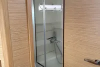 Modern bathroom interior on 2020 Pardo Yachts 43, featuring sleek shower design.