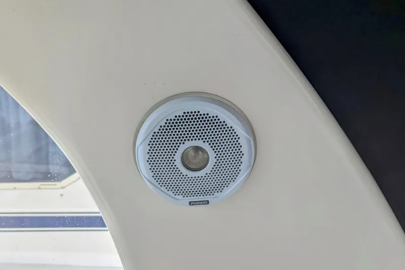  Yacht Photos Pics Speaker installed on 2004 Sea Ray 340 Sundancer boat, featuring Fusion audio system.