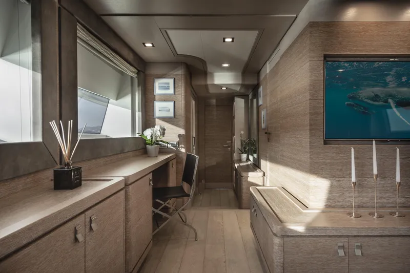  Yacht Photos Pics Luxurious interior of 2013 Custom Line Navetta 33 Crescendo yacht with elegant decor and modern design.