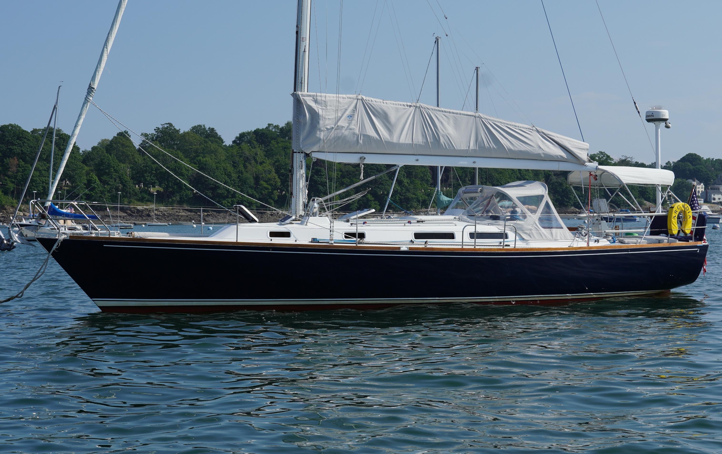 1997 J Boats J/42 sailboat on calm water.