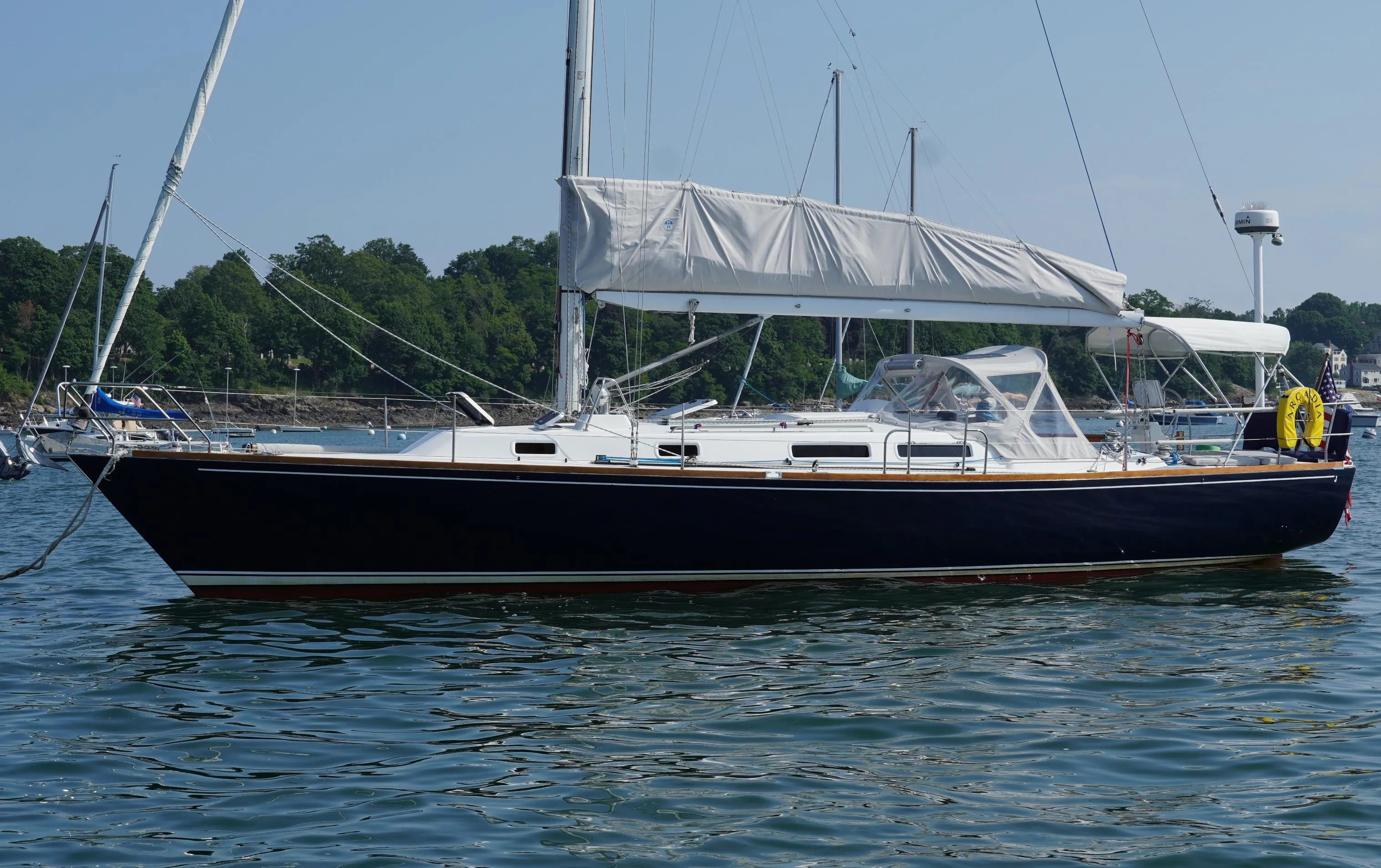 1997 J Boats J/42 sailboat on calm water.