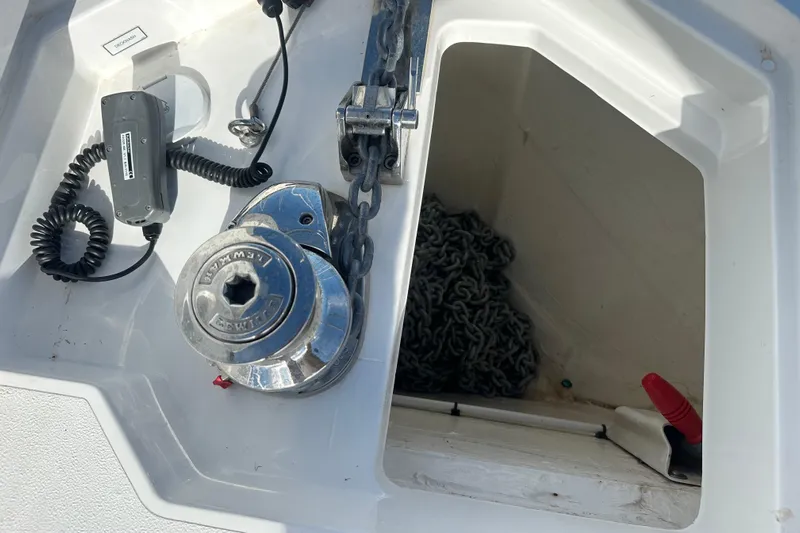  Yacht Photos Pics Anchor chain compartment of 2020 Fairline Targa 45 Open yacht.