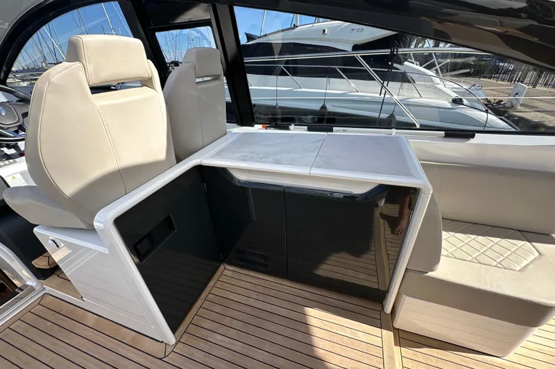  Yacht Photos Pics 2020 Fairline Targa 45 Open yacht interior with sleek seating and modern design.