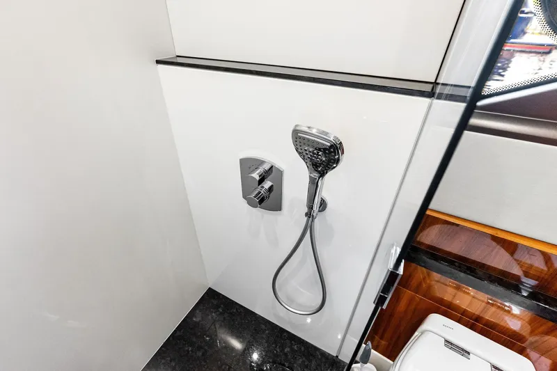 Miller Time Yacht Photos Pics Luxury shower area in 2021 Sunseeker Manhattan 52 yacht bathroom.