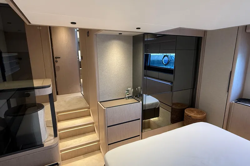 Aslid Yacht Photos Pics Luxurious interior of 2025 Ferretti Yachts 580, featuring modern design and elegant finishes.