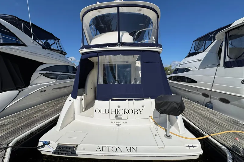 Old Hickory Yacht Photos Pics 2008 Meridian 391 Sedan yacht docked, featuring "Old Hickory" name, Afton, MN.