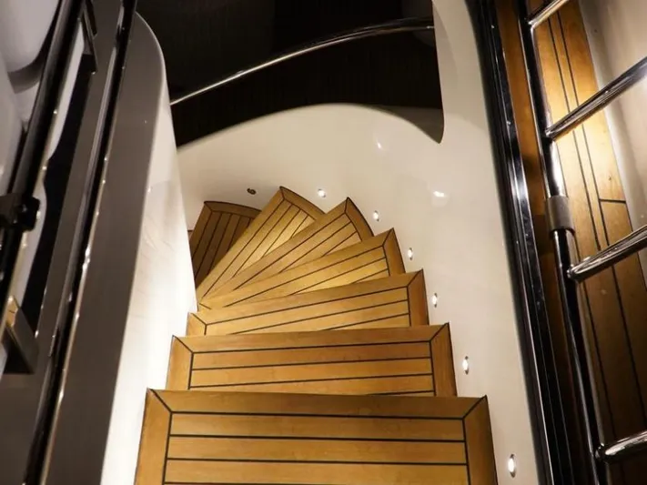 Yacht Photos Pics Elegant wooden staircase on 2008 Horizon Elegance 90 Mega yacht.