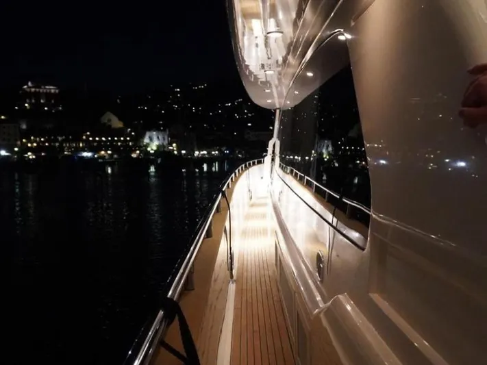  Yacht Photos Pics Luxurious Horizon Elegance 90 Mega yacht deck illuminated at night, 2008 model.