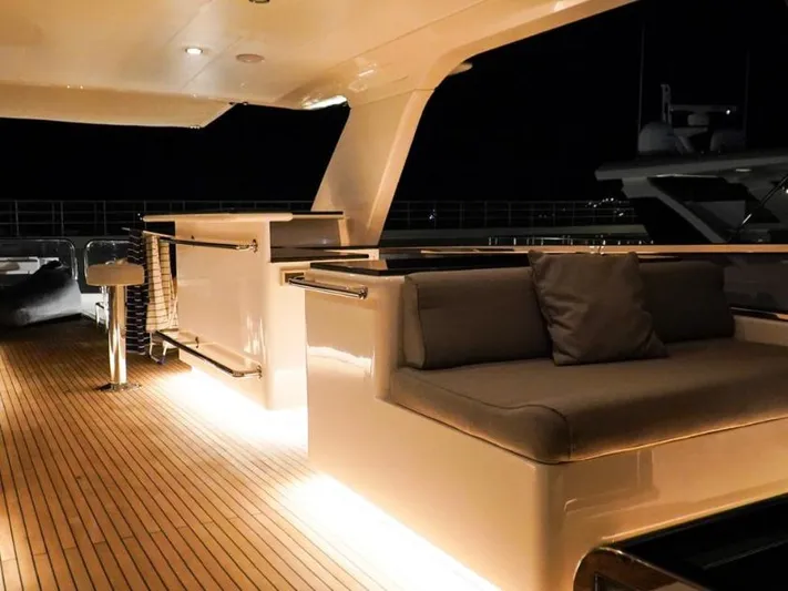  Yacht Photos Pics Luxurious deck of 2008 Horizon Elegance 90 Mega yacht at night.