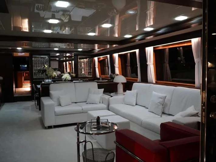  Yacht Photos Pics Luxurious interior of 2008 Horizon Elegance 90 Mega yacht with modern furnishings.
