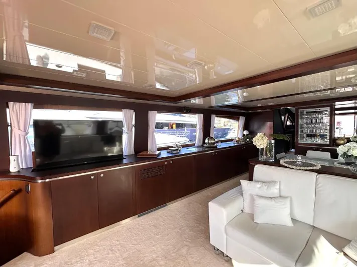  Yacht Photos Pics Luxurious interior of 2008 Horizon Elegance 90 Mega yacht with modern furnishings and decor.