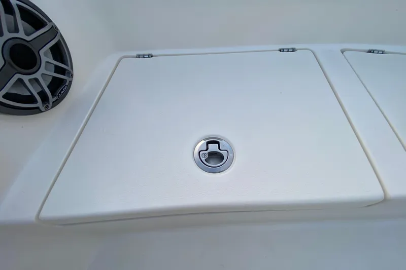  Yacht Photos Pics Boat storage compartment and speaker on 2020 Pathfinder 2500 Hybrid.