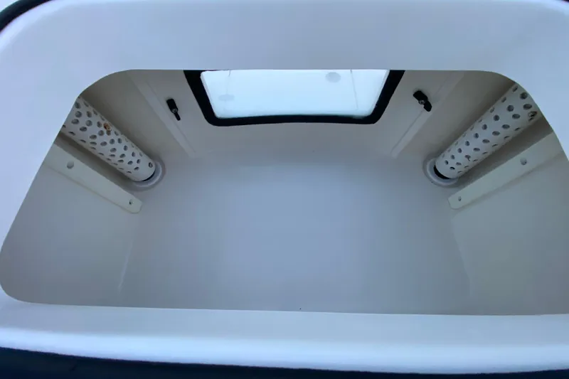  Yacht Photos Pics Interior view of a 2020 Pathfinder 2500 Hybrid boat compartment with ventilation tubes.